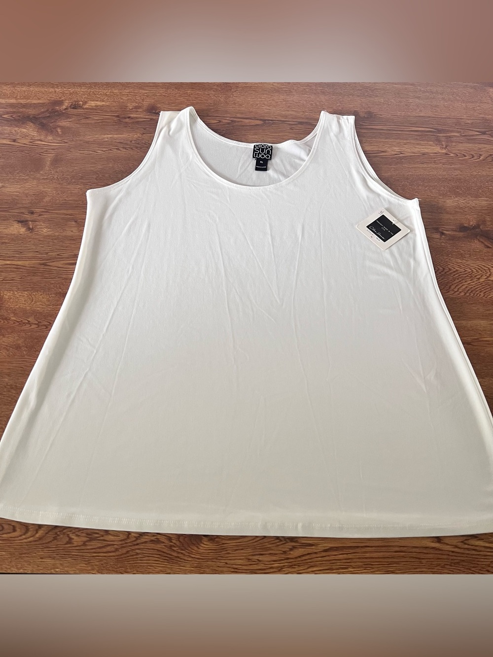 Clara Sun Woo NWT Sleeveless Scoop Neck White Tank Top Size XL